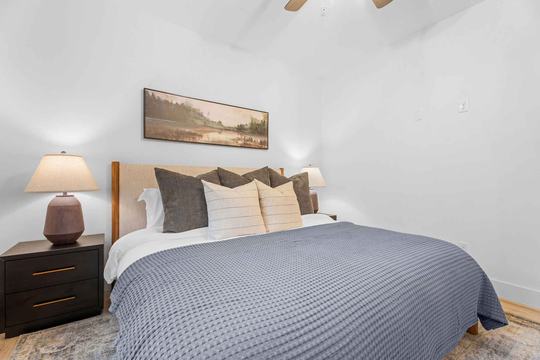 Comfortable king bed with fresh linens for a great night’s sleep.