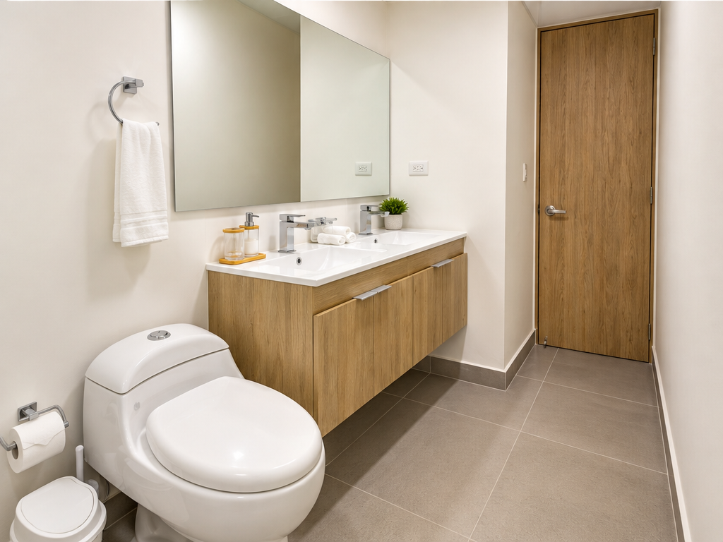 Private ensuite bathroom off the primary bedroom with a double vanity and spacious walk-in shower. 🚿✨