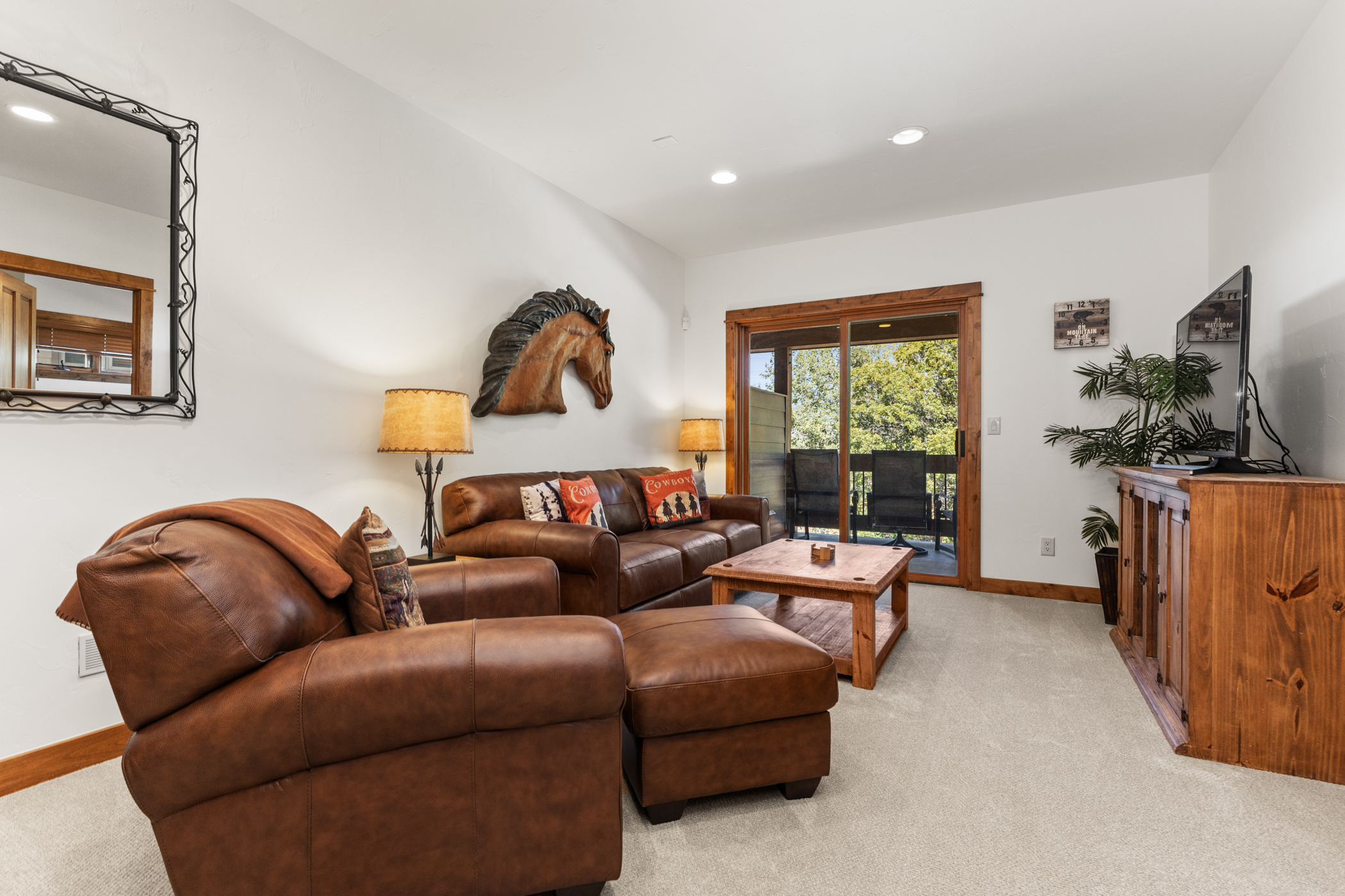 2nd Level - Living Room with Door to Hot Tub Deck