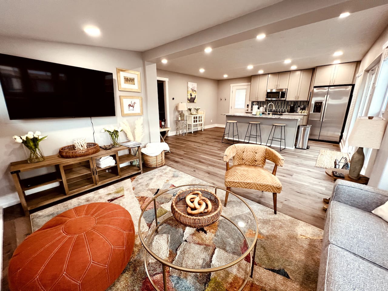 Comfortable and well appointed Boho-Modern decor.