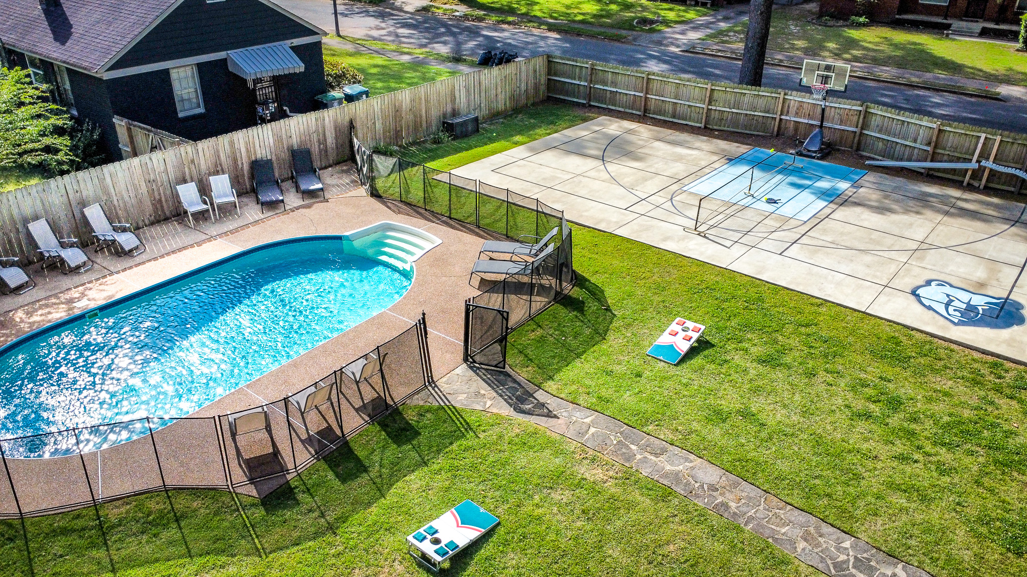 Basketball/Pickleball court and pool