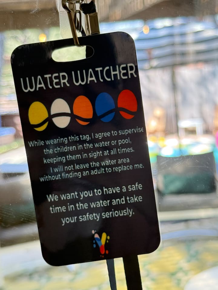 Safety and relaxation go hand in hand. To help make pool time both fun and worry-free, we provide a Water Watcher lanyard so guests can take turns supervising and enjoy the water with peace of mind.