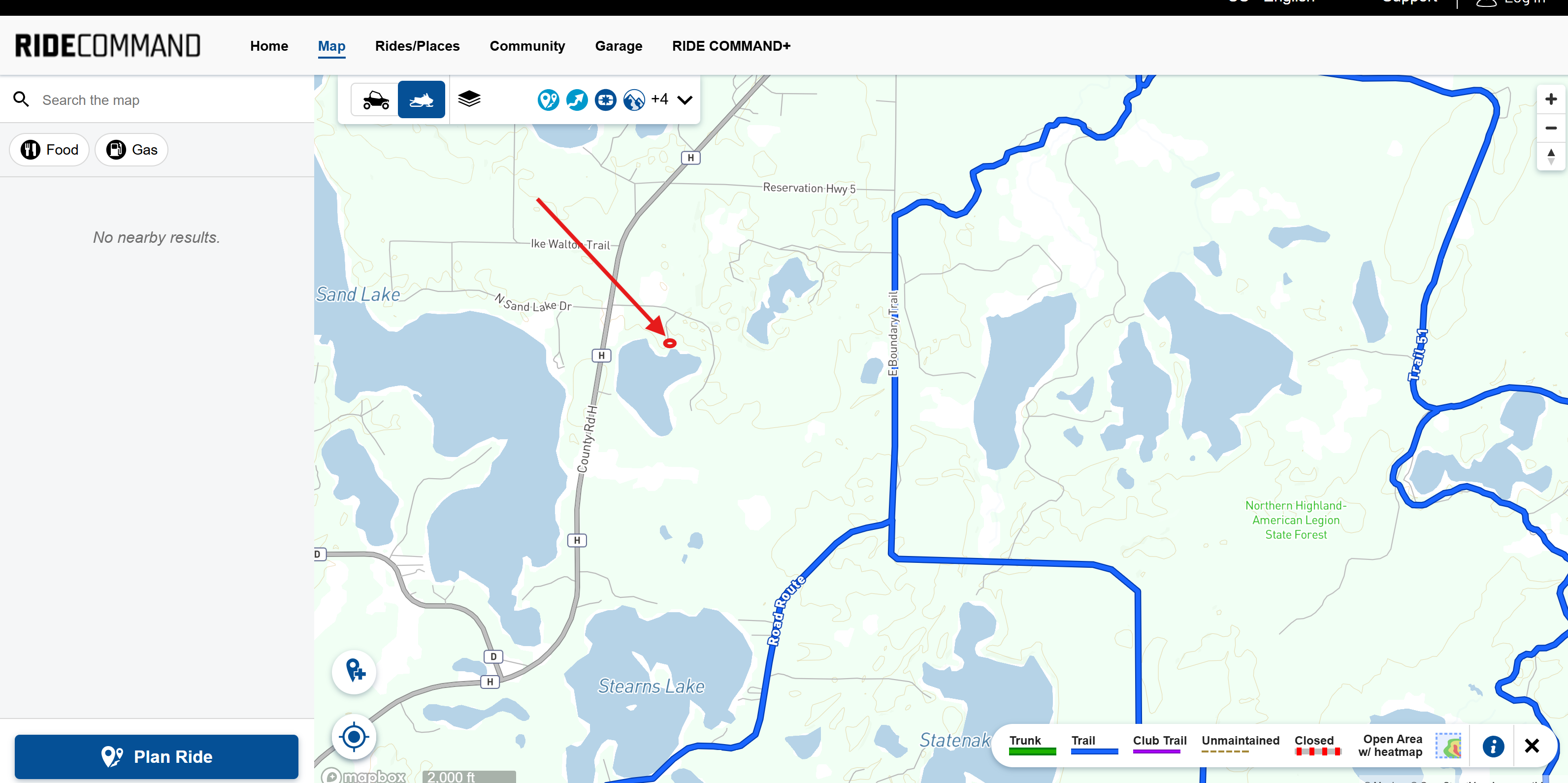 Snowmobile Trail Location