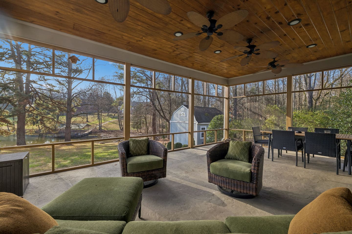 Furnished Screen Porch gives you that "outdoor experience" with a gorgeous view of the cove