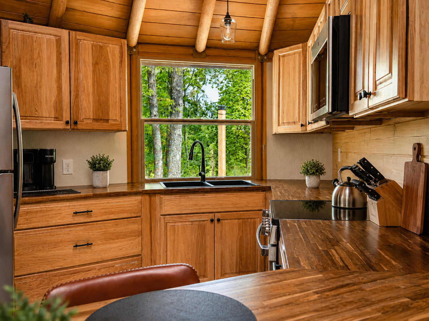 Fully equipped kitchen with everything needed for cooking and dining