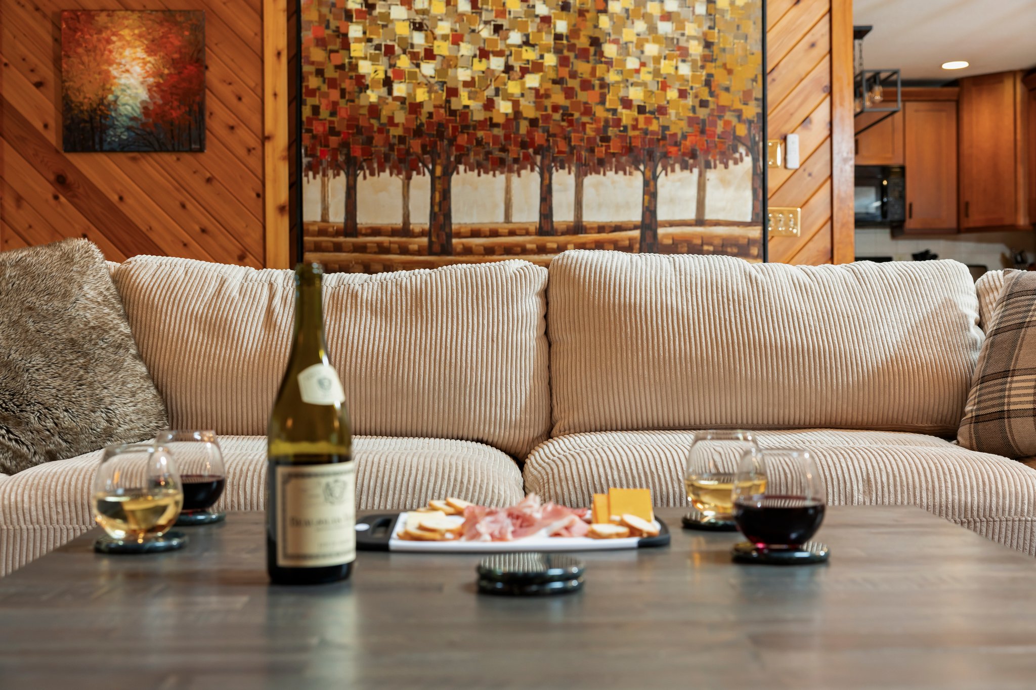 Gather with friends and family and enjoy some wine, charcuterie near the fire!