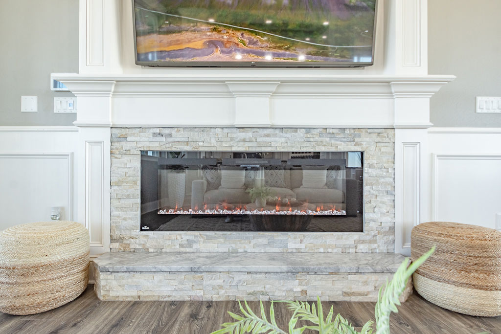 Electric fireplace available for your enjoyment