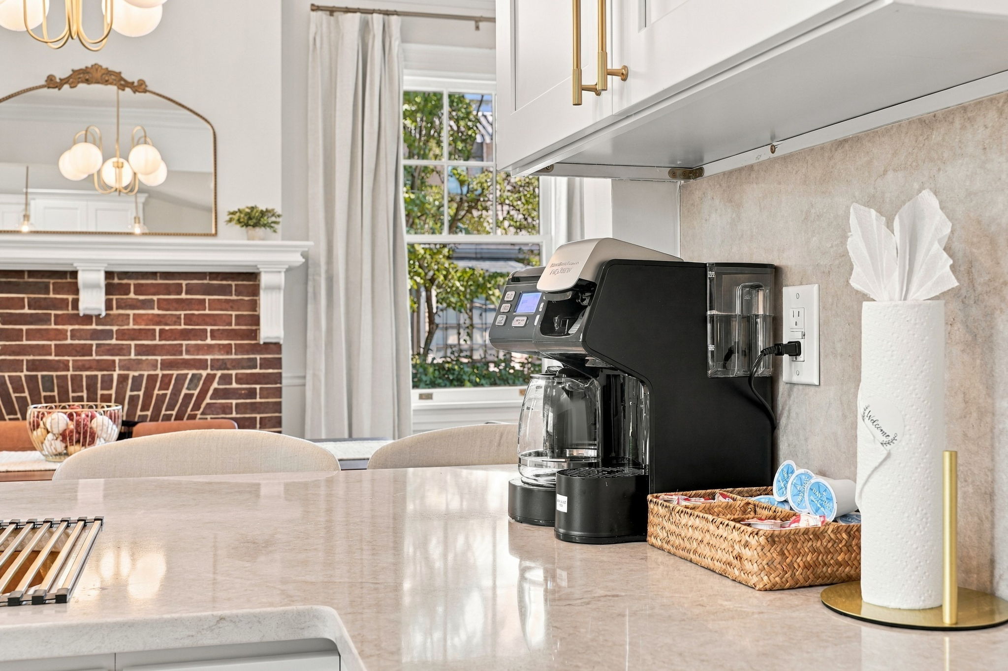 Kitchen Delight: Elegant space with a coffee maker, perfect for brewing morning inspiration!
