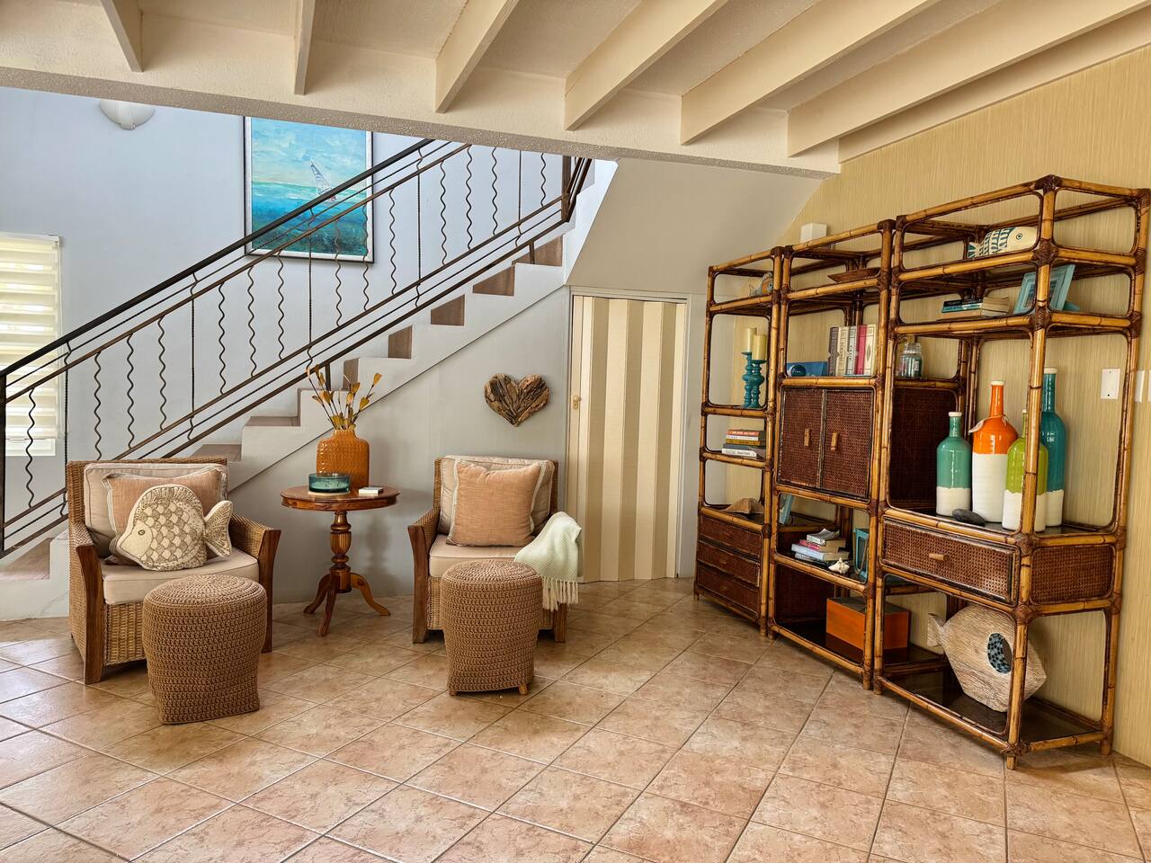 Stairs to second floor bedroom and bathroom.