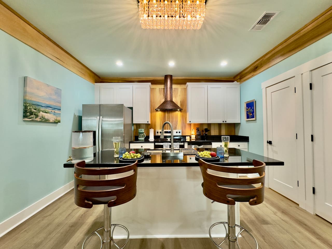 Prepare meals with ease in this bright, modern kitchen.