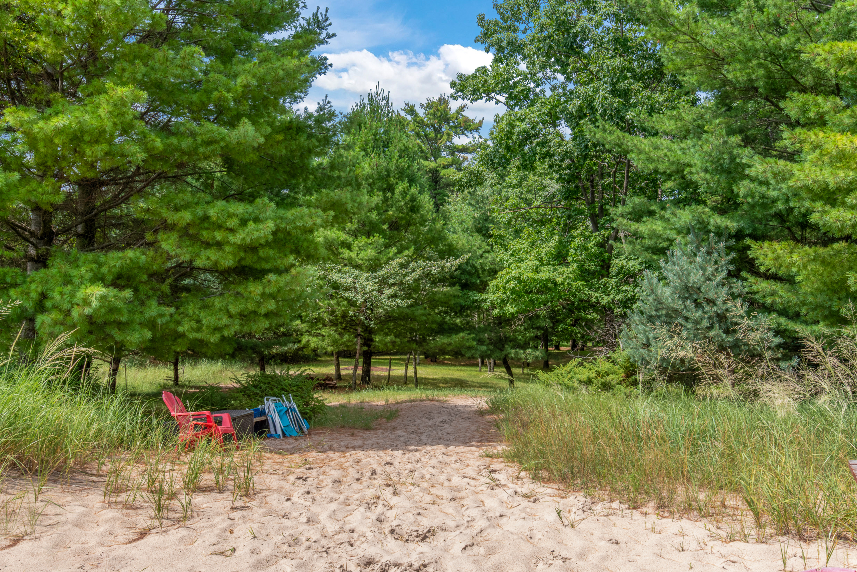 Grab your beach chair conveniently located right at the beach access point.