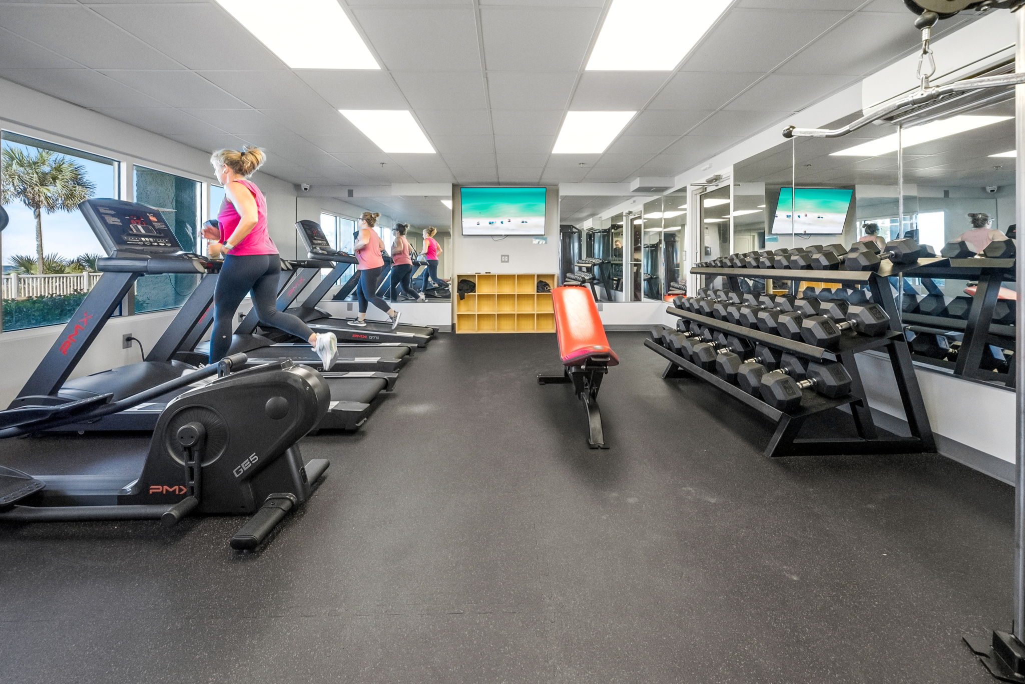 Fitness facility overlooking the beach