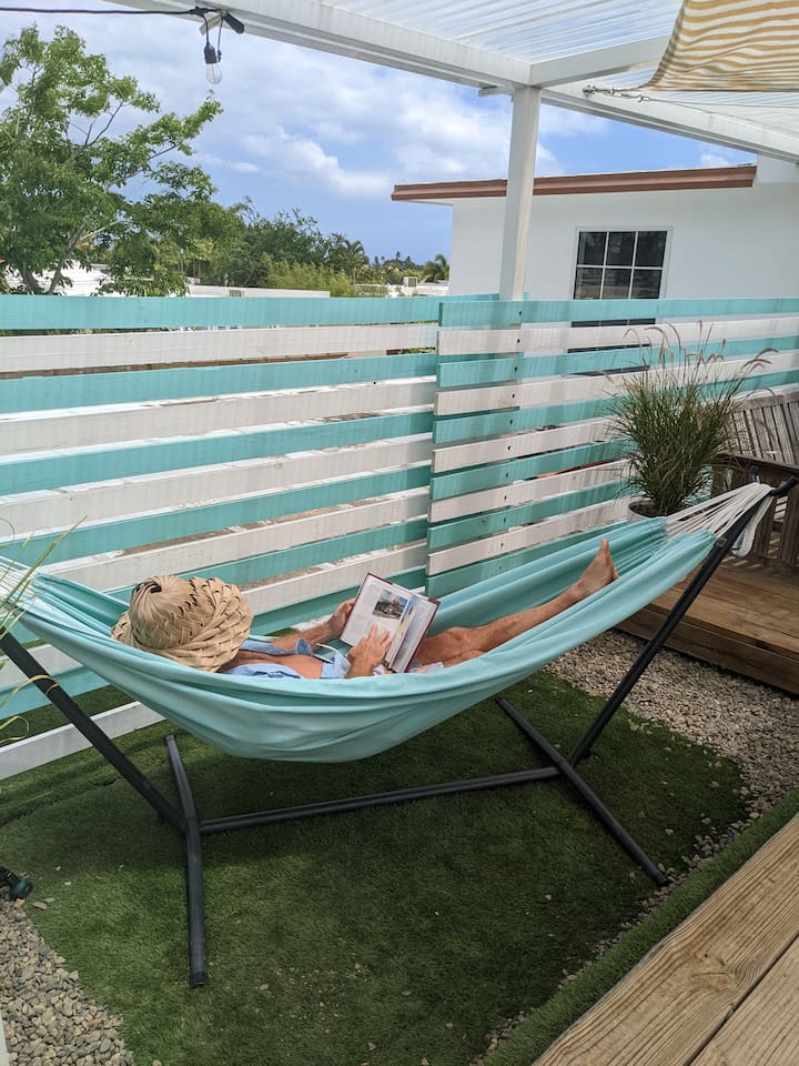 Always nice to relax in the hammock to read a book or 'rest your eyes'. This can be an especially good spot to get away from your family or party for some peace and quiet.