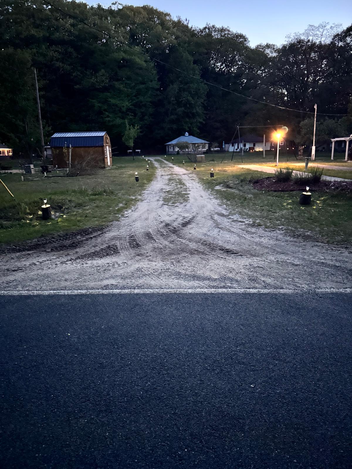 Well-lit driveway leads guests directly to The Duet Cottage, offering an easy and peaceful arrival any time of day.