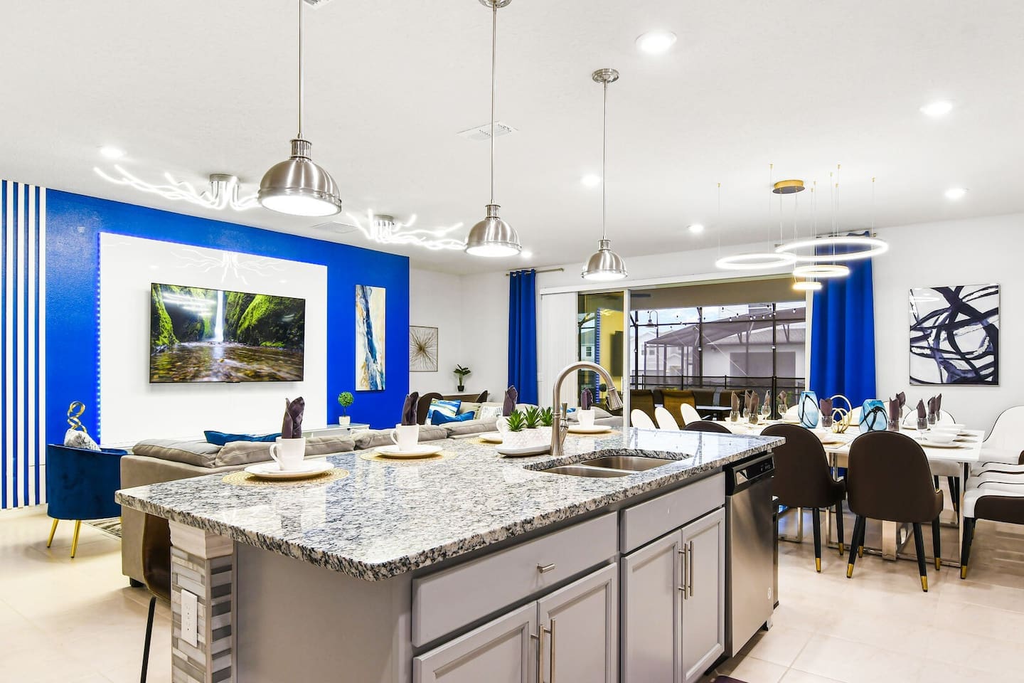Cook, dine, and entertain in style with this luxury open-concept kitchen, featuring top-of-the-line finishes and seamless modern design