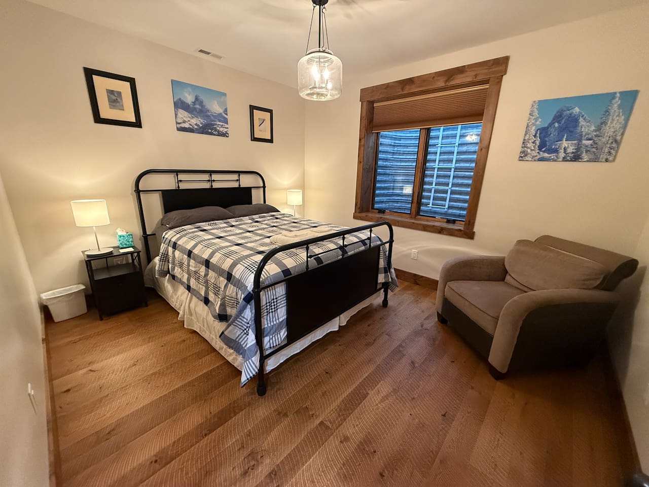 basement bedroom with queen bed