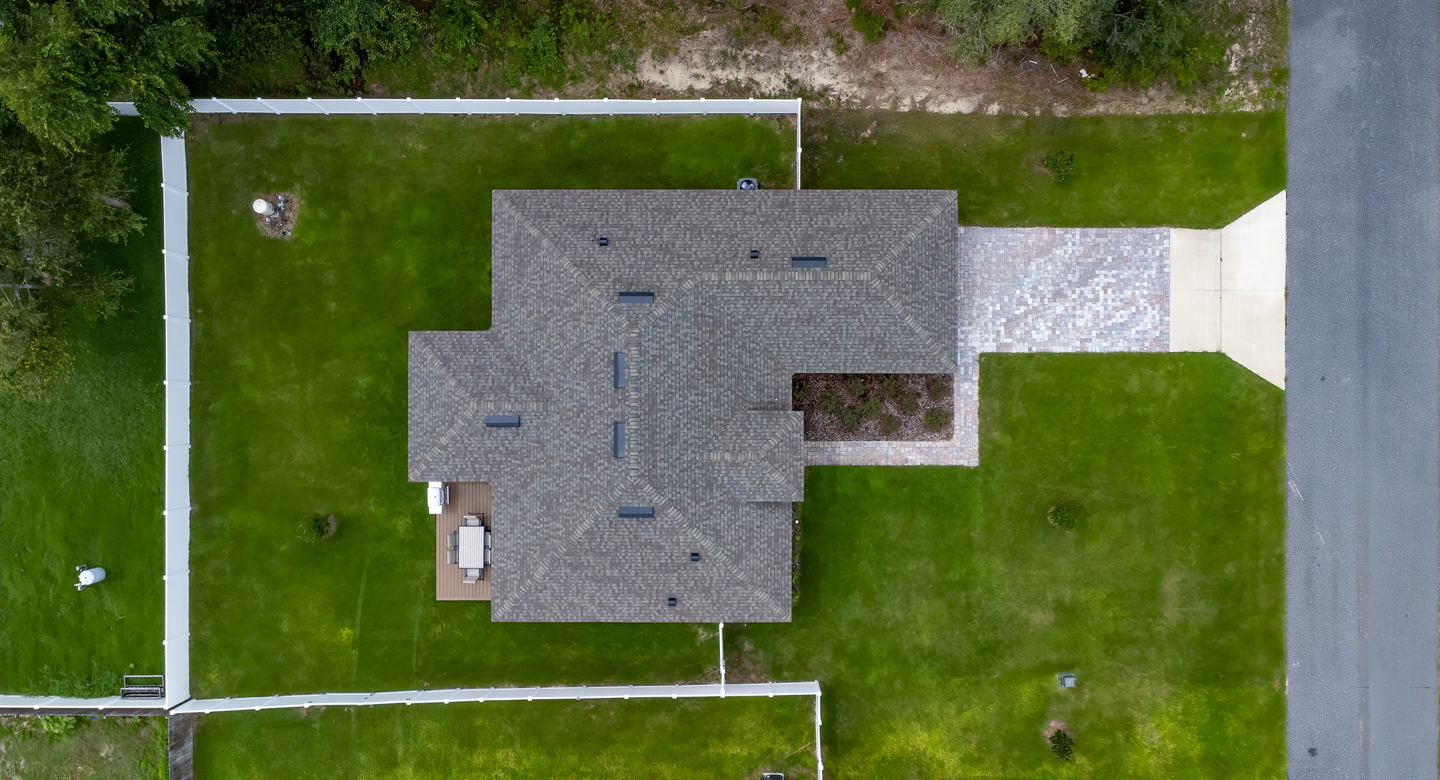 Overhead view of the Fenced yard