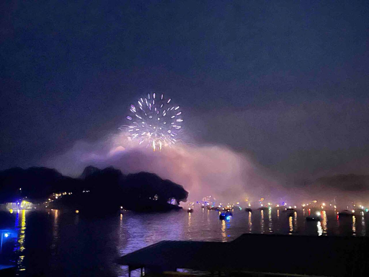 Fourth of July fireworks are directly across the cove. 