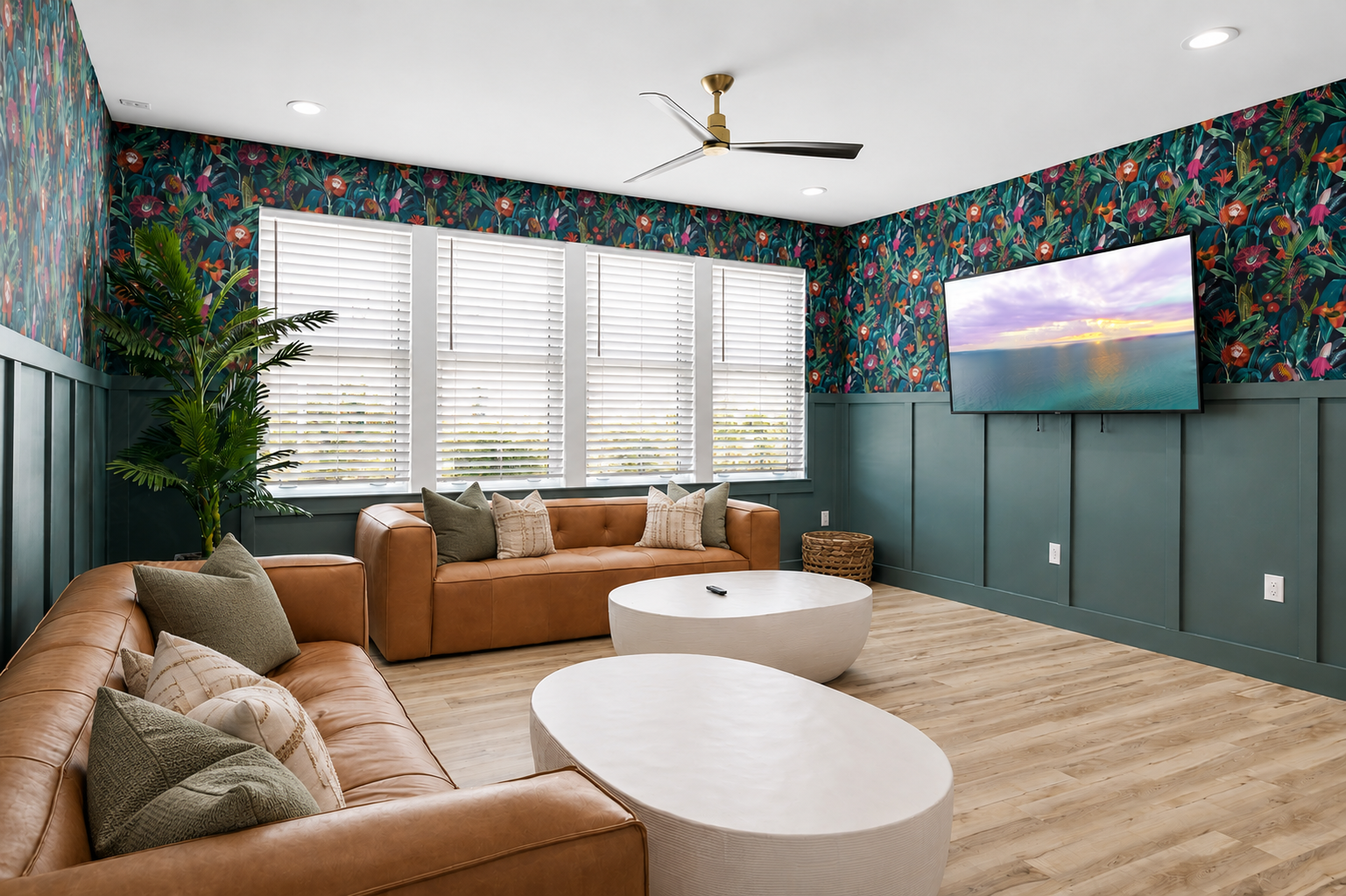 Third-Floor Media Lounge with Popcorn Machine