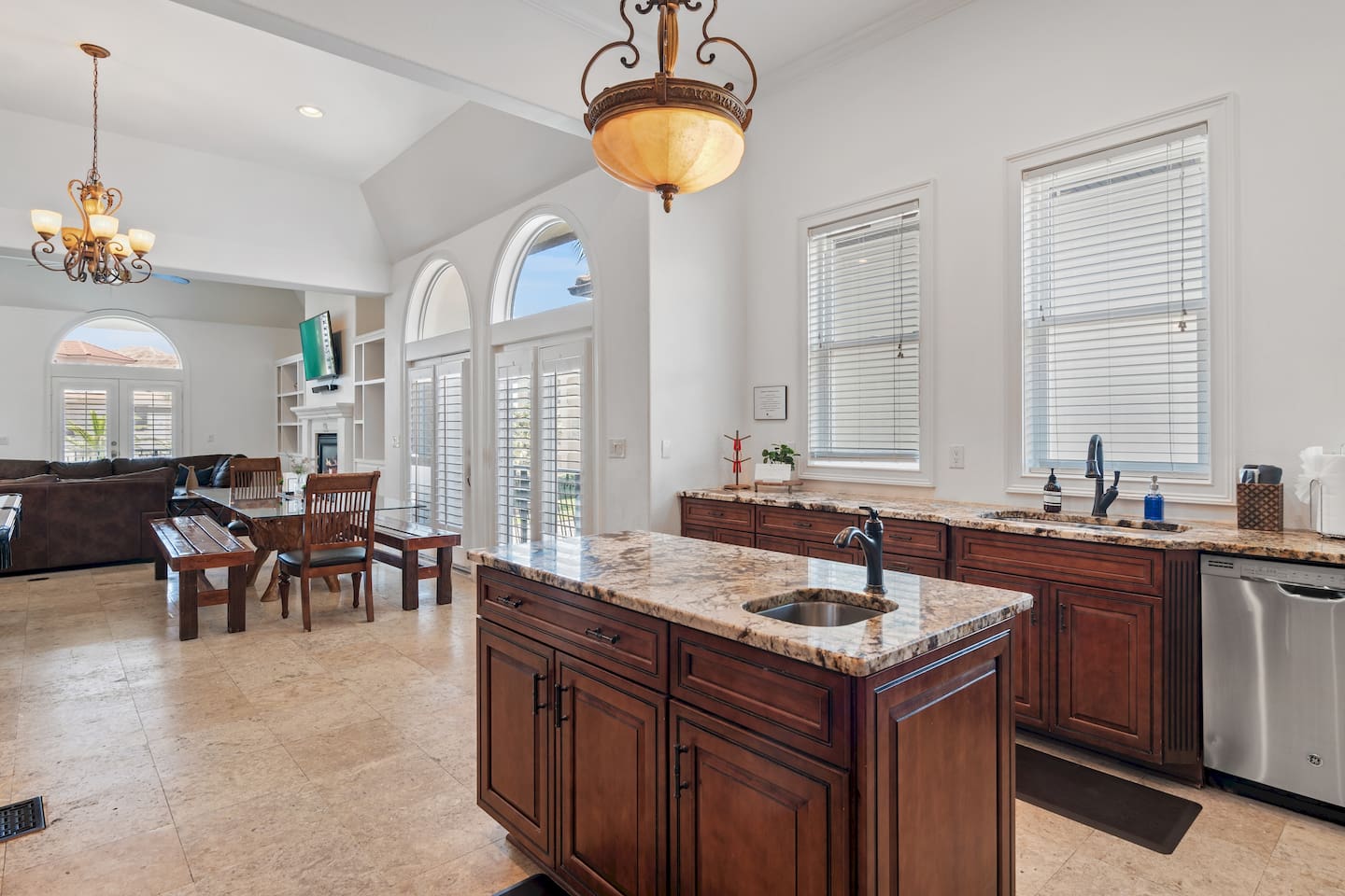 Kitchen island with prep sink and ample workspace