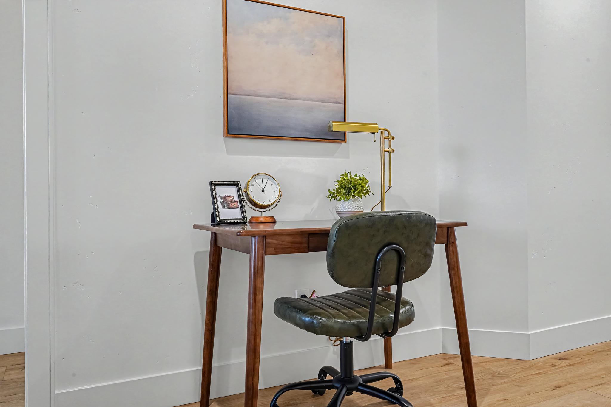 Dedicated workspace with a desk, perfect for remote work, studying, or gaming.