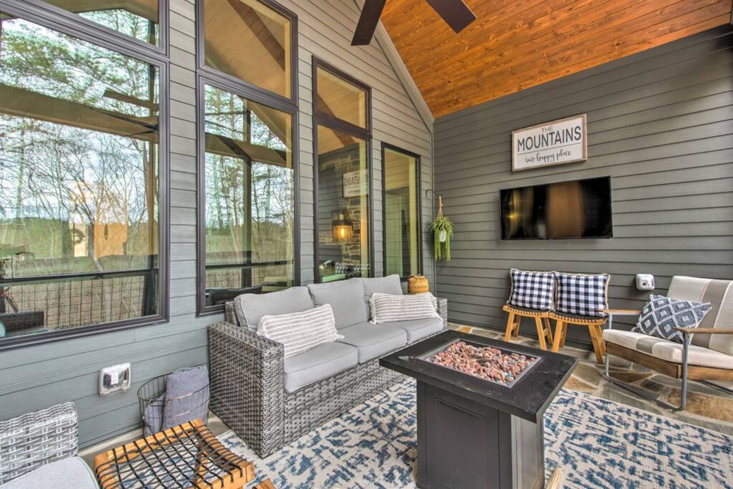 Covered Porch w/ TV | Fire Table