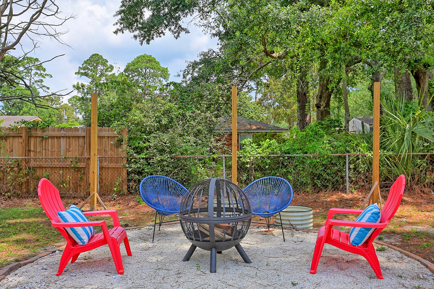 Fire pit for s’mores, stories, and starry nights.