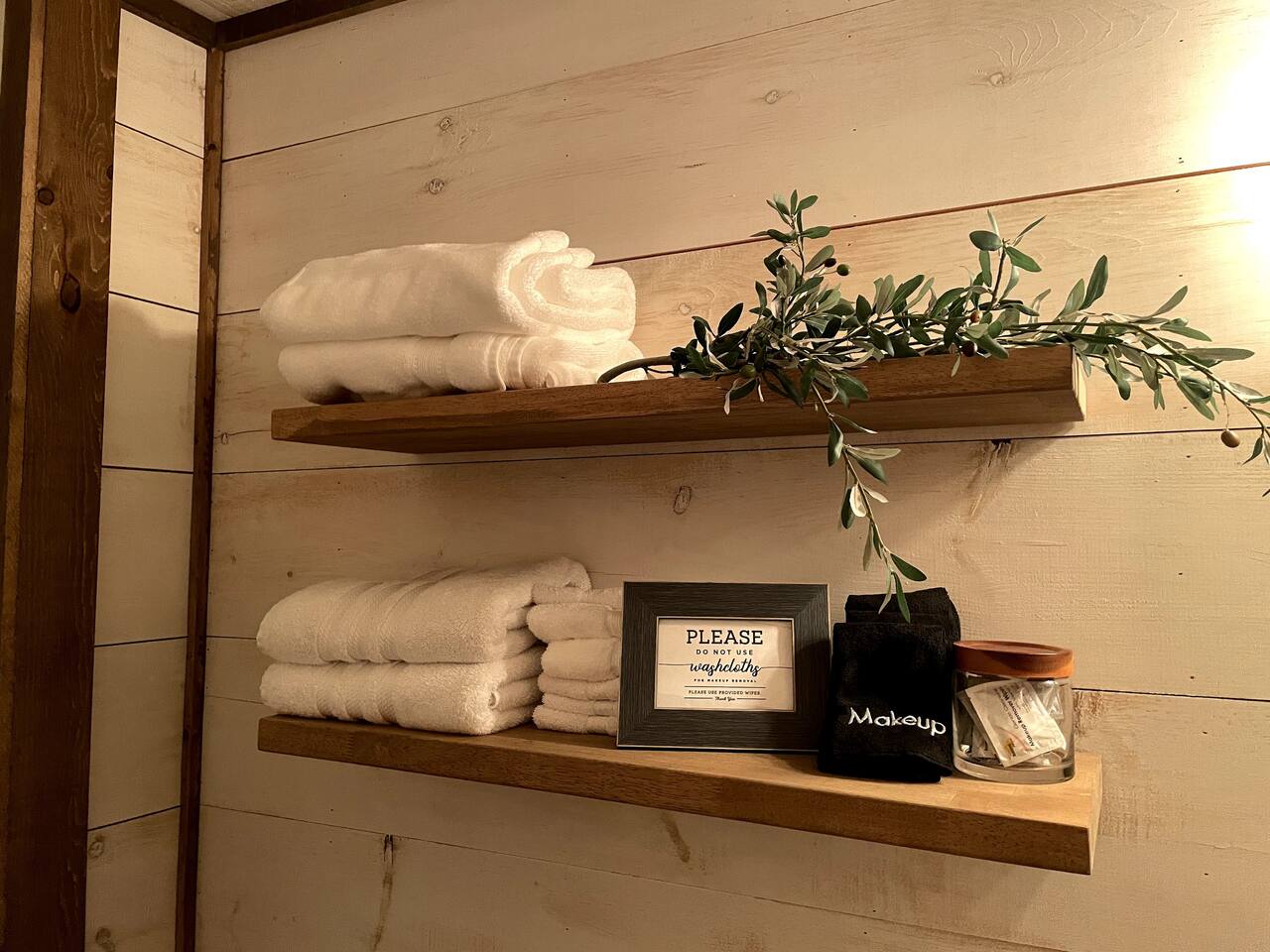 We provide plenty of towels, washcloths, make up wipes, and makeup cloths