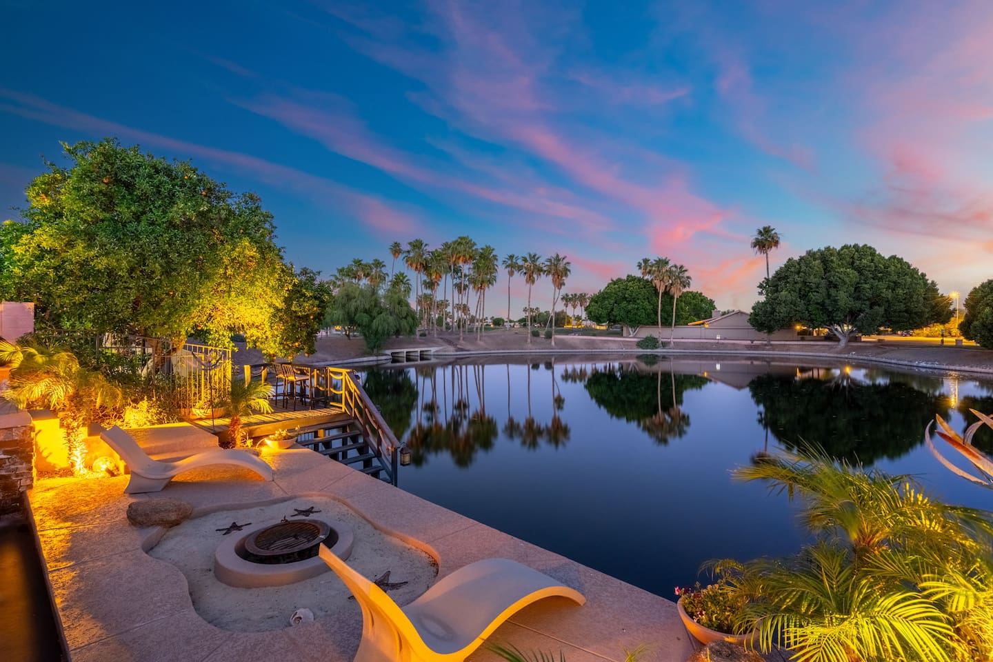 Settle into the lakeside lounge chairs as the sun sets over the water and the landscape lights come alive — this is the kind of moment you'll be talking about long after you leave.