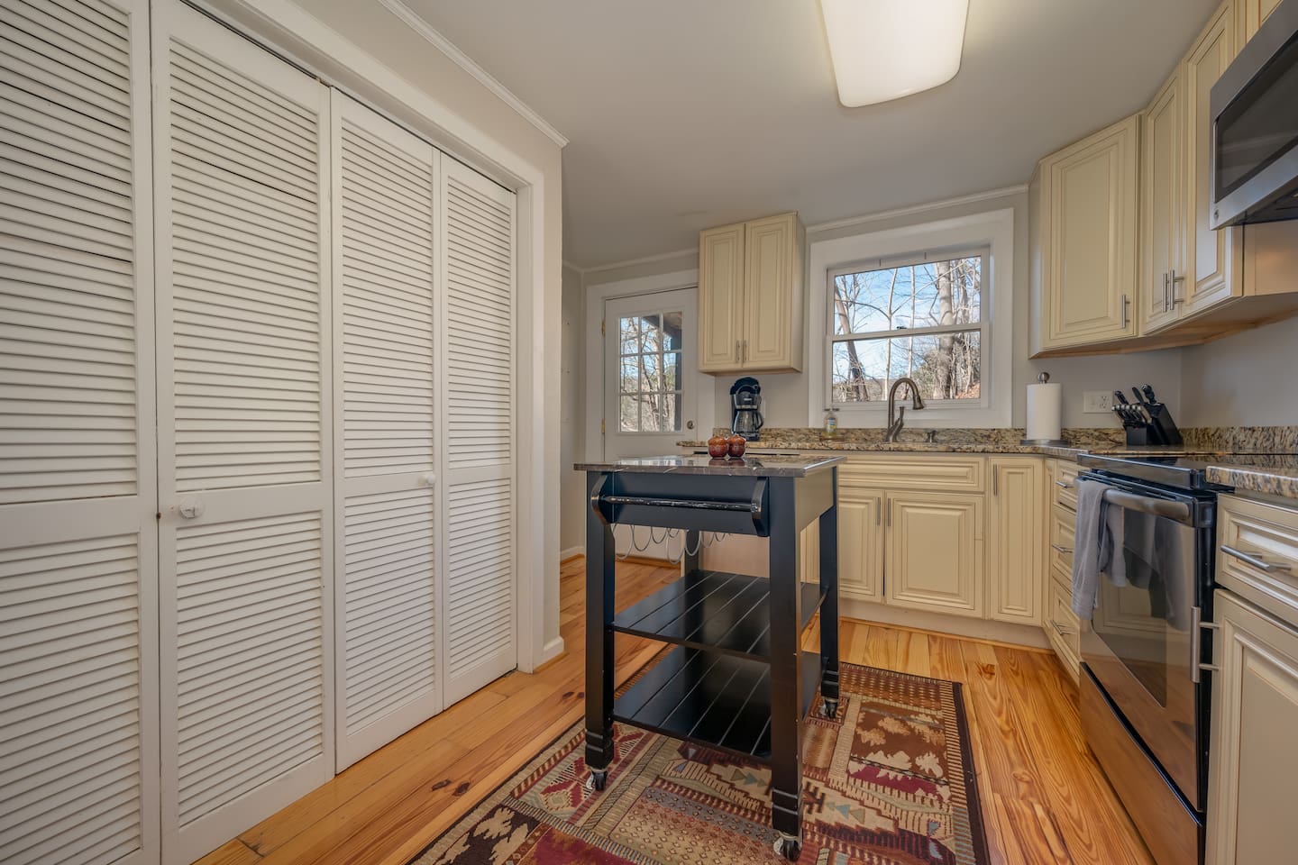 Kitchen area of the cabin with updated modern appliances