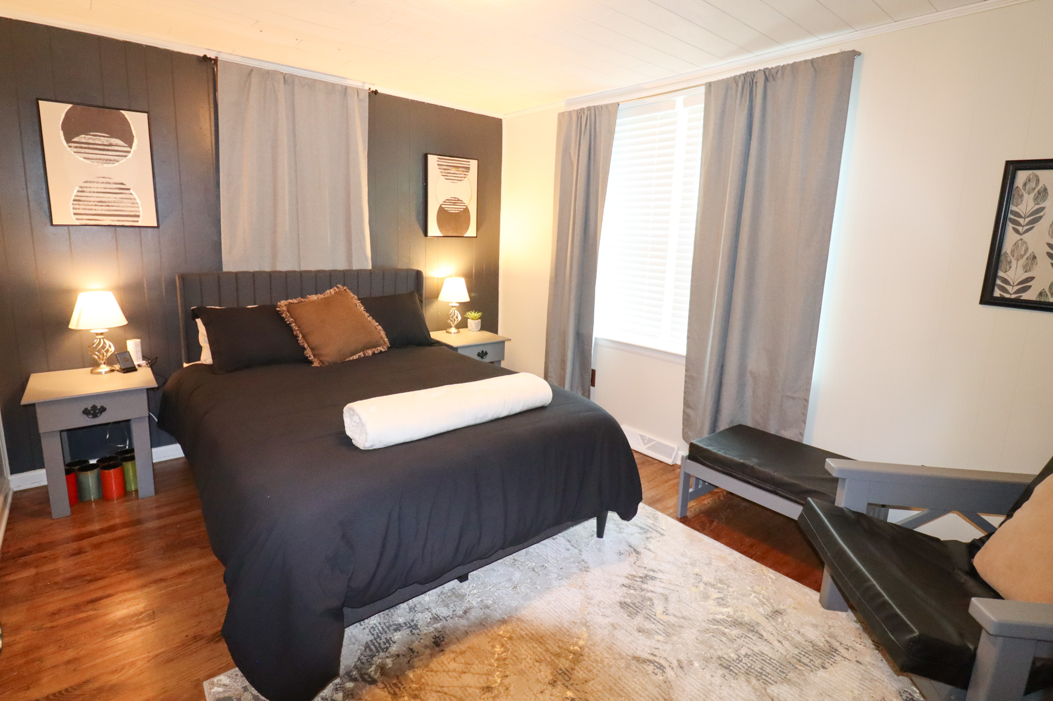 A peaceful retreat with a comfortable bed and plenty of space to unwind after a busy day