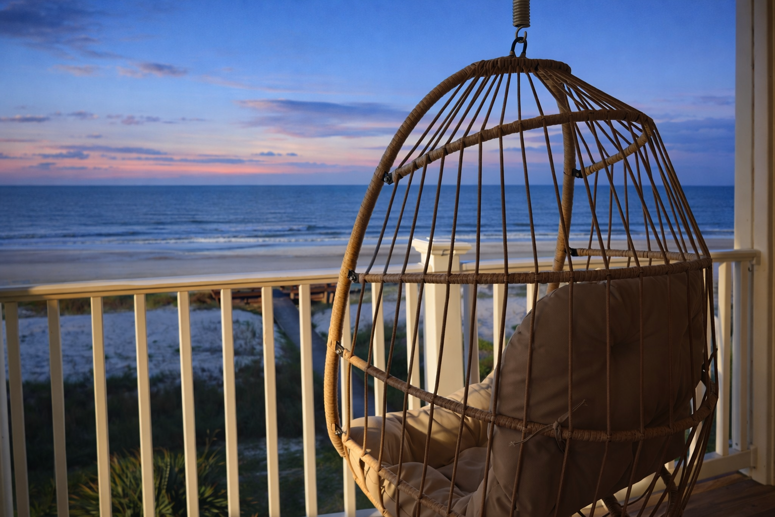 Evenings slow down here, with sunset views, gentle waves, and a front-row seat from the balcony overlooking the Gulf of Mexico
