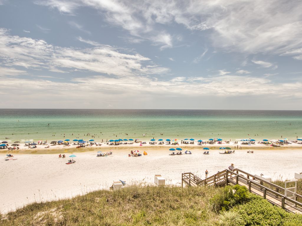 Beach chair & umbrella rentals available on the beach within your view.