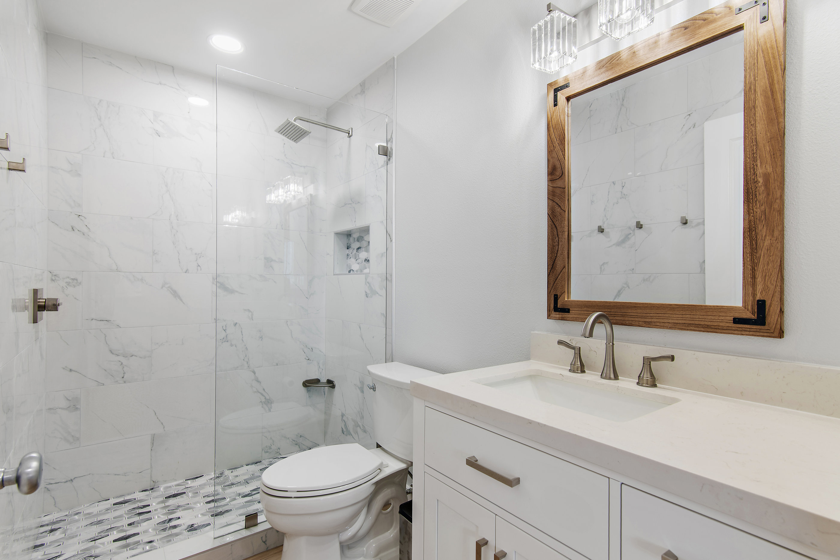 Hall Bathroom with walk-in shower