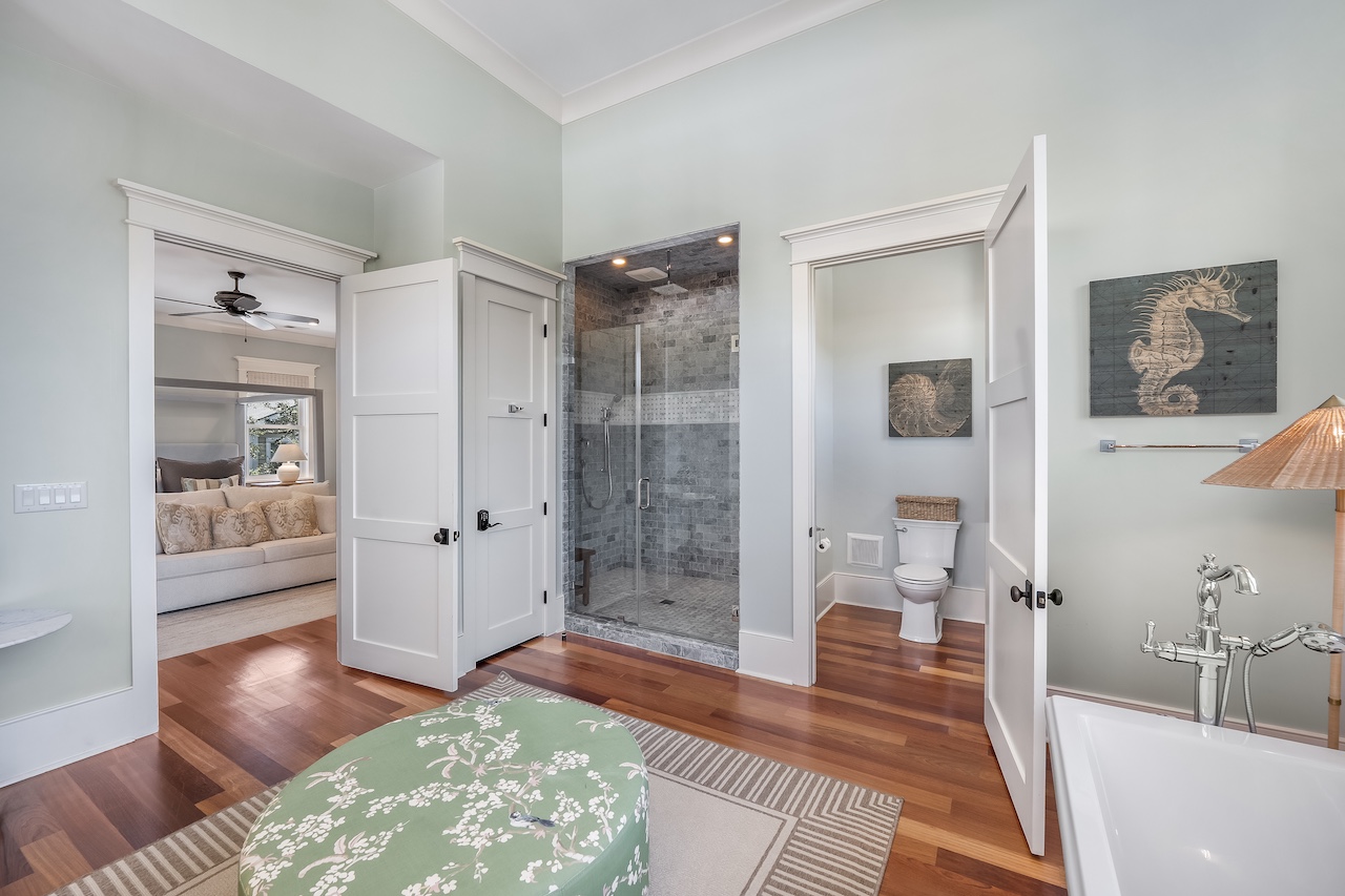 Bathroom 1: Shower + Tub Shore Thing | 4001 Palm Blvd | Isle of Palms, SC | IOP Escapes