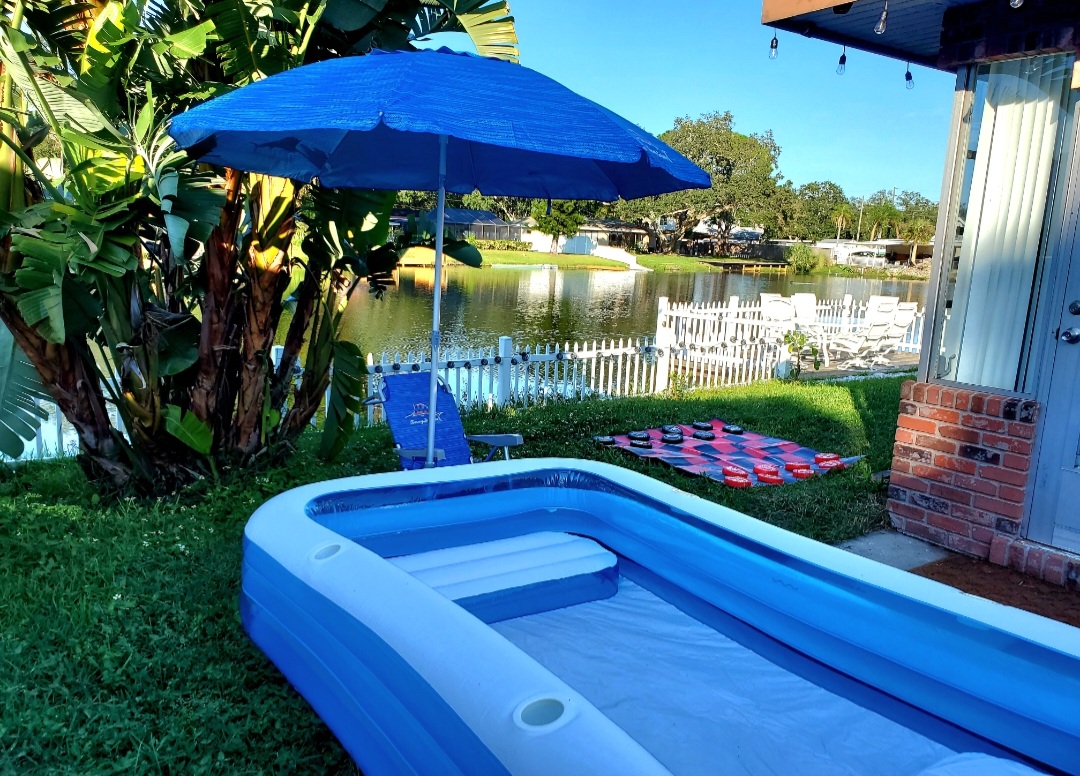 An inflatable pool when the kids want to cool off