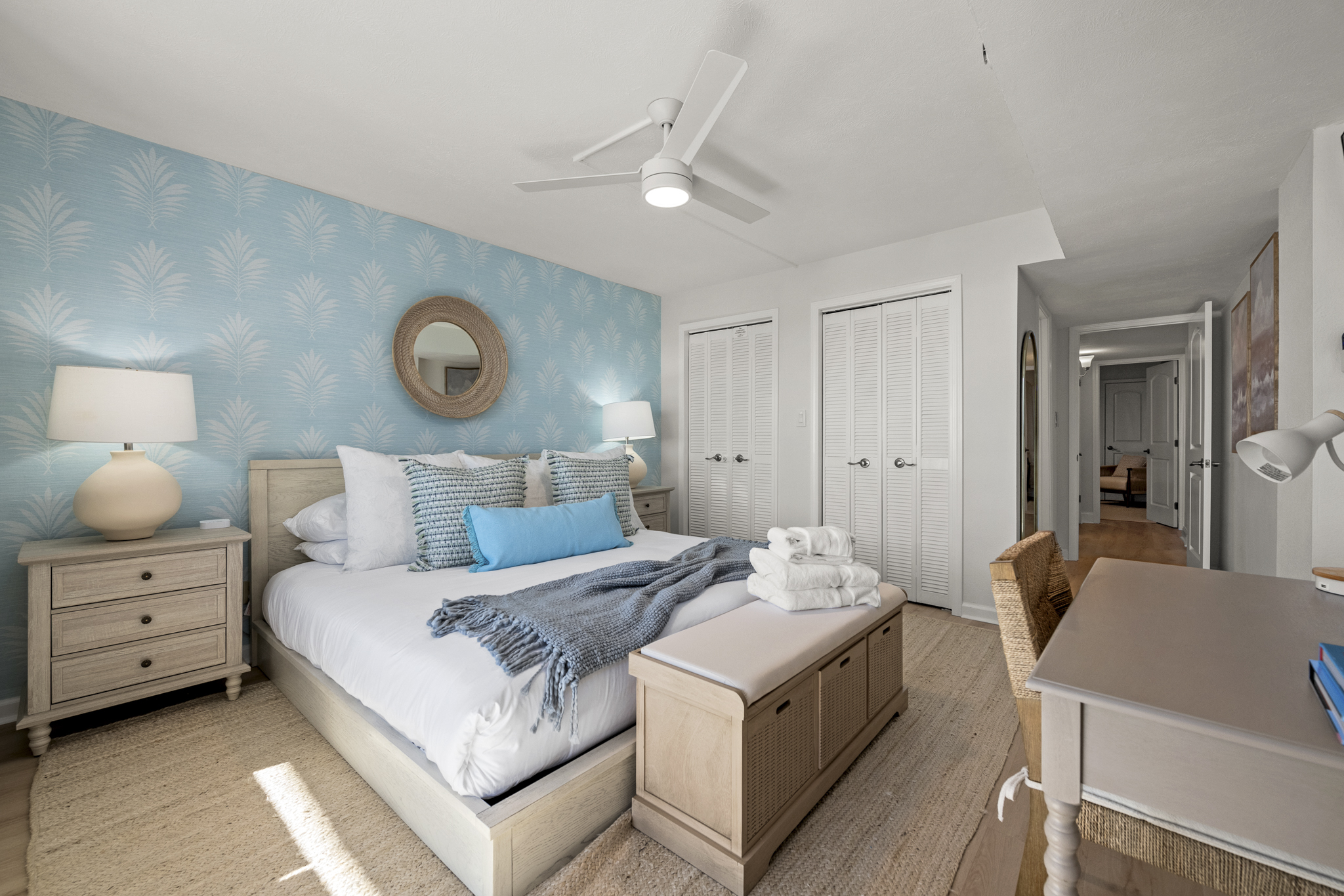 Drift off in a cozy king bed surrounded by beach-inspired décor and the laid-back comforts of home.