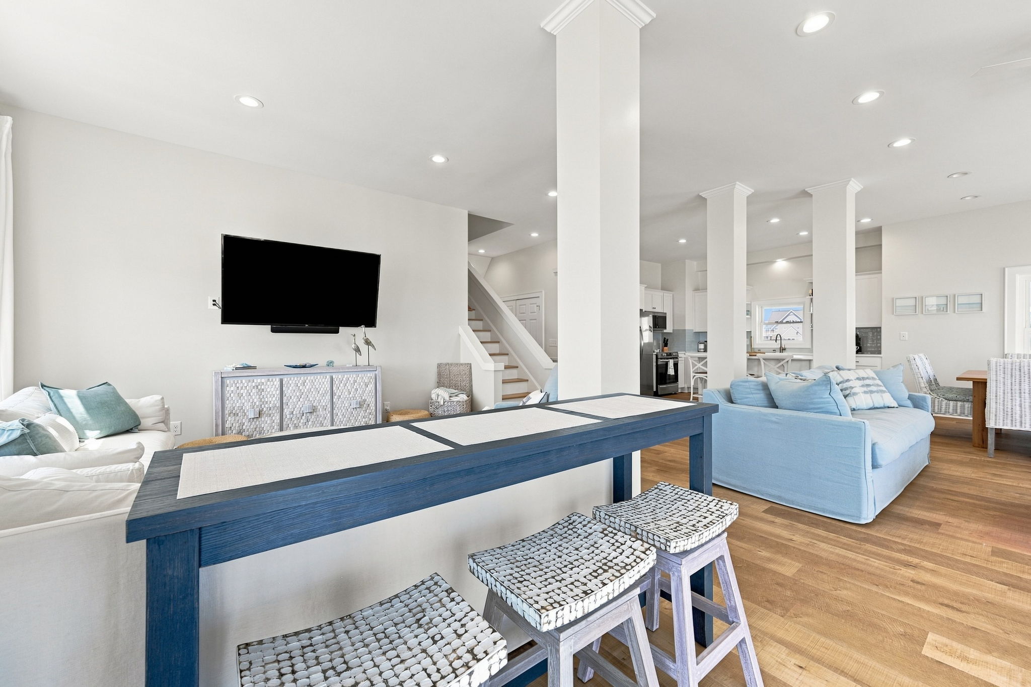 The perfect place to savor a relaxed breakfast while enjoying a little screen time before your next coastal adventure.
