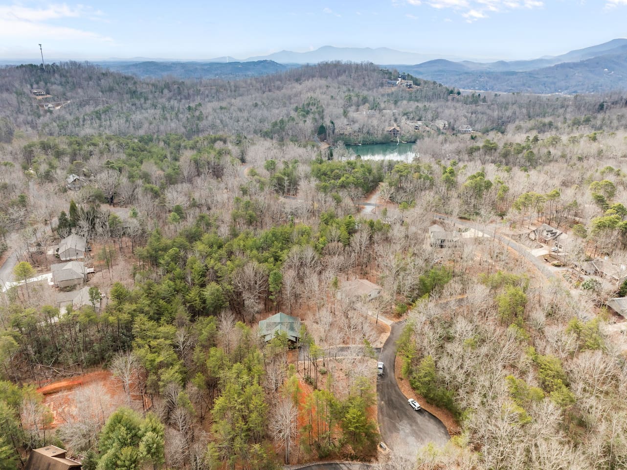 Upper drone view of the cabin