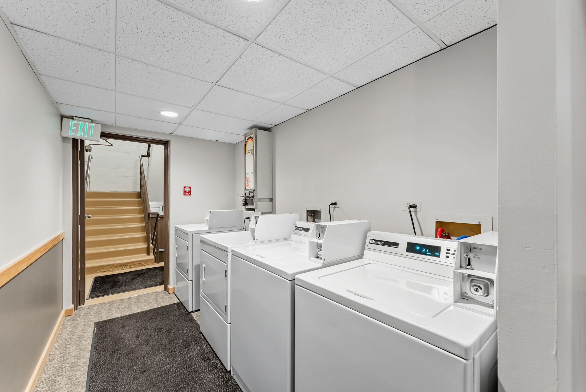 Shared coin operation washers/dryers