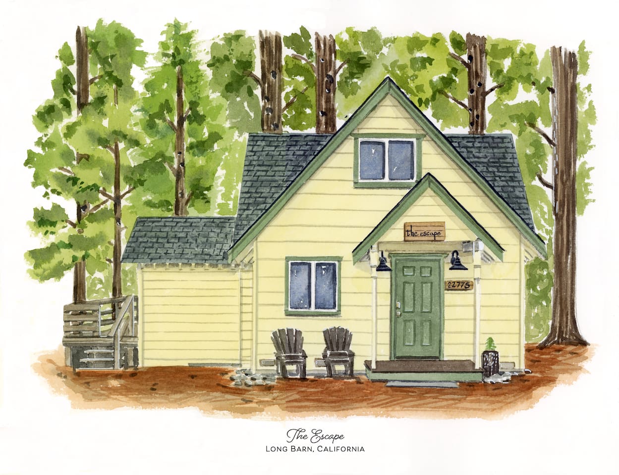 Artist's rendition of our modified A-Frame cabin.