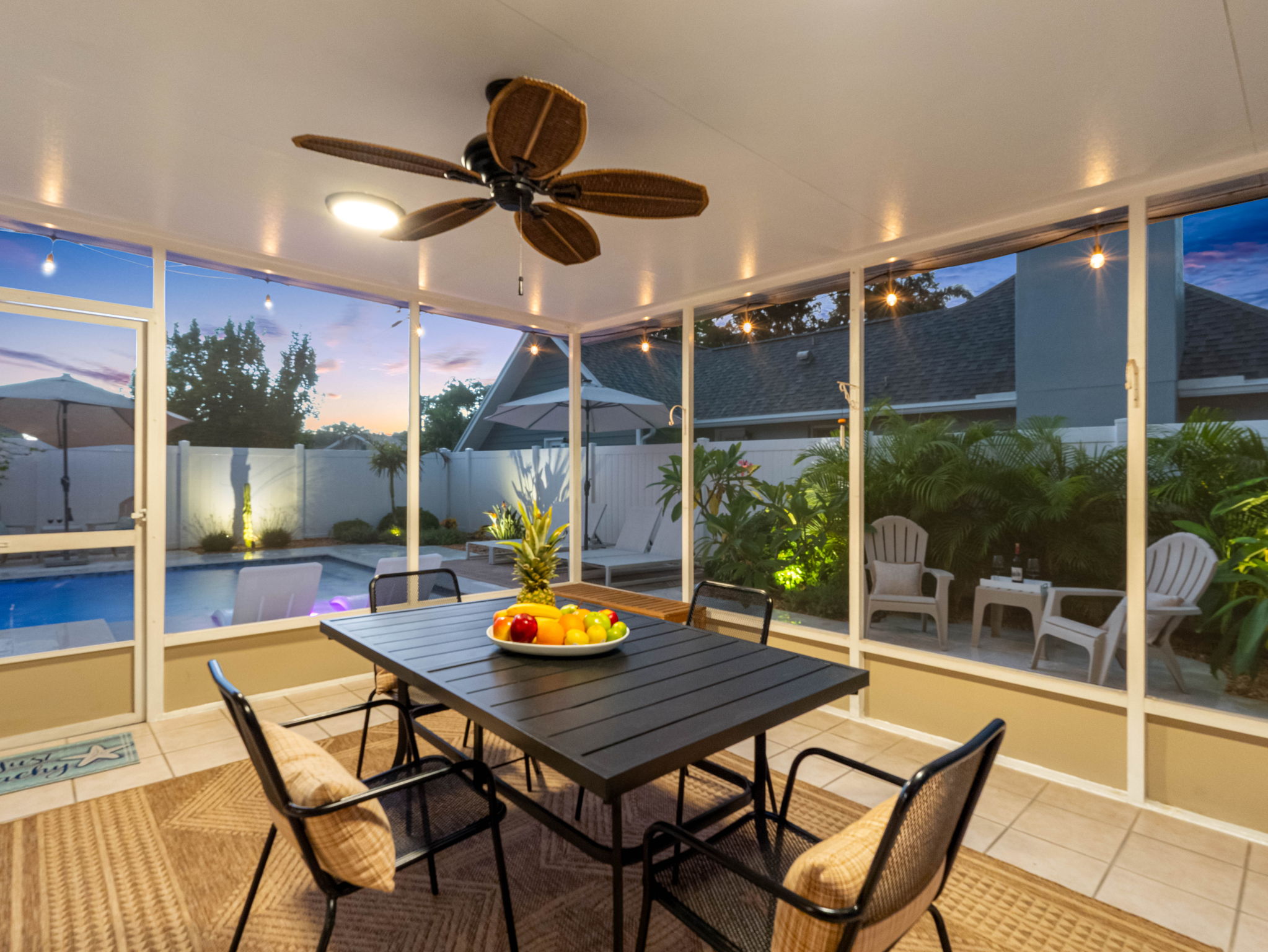 Step into paradise in your fully screened lanai and poolside retreat—perfect for morning coffee or sunset cocktails.