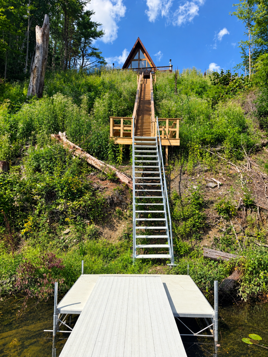Stairs up to Casa Bella from water