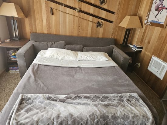Sofa sleeper: Full-size bed.