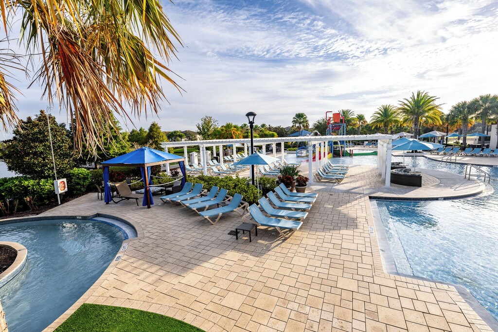 Plenty of lounges at the main pool