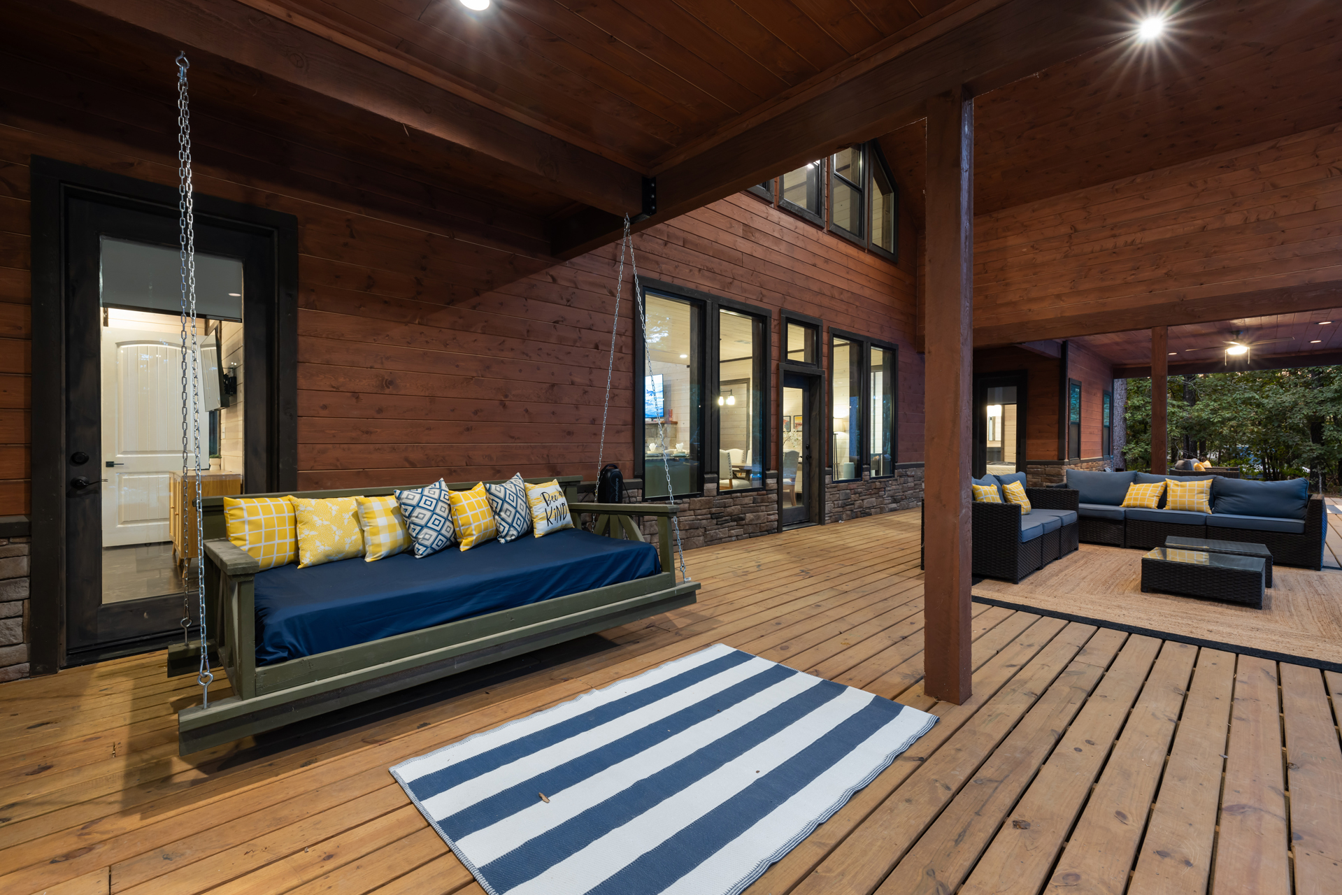 Relaxing swing sofa offering a cozy and playful spot to unwind while enjoying the fresh outdoor air.