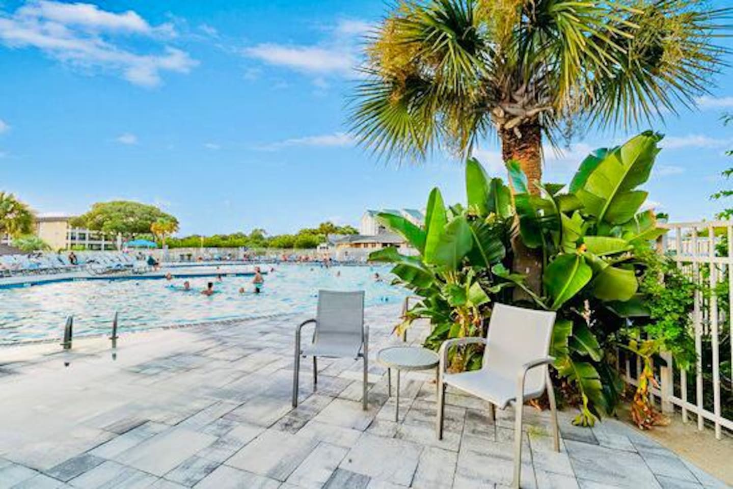 Pool deck with chairs