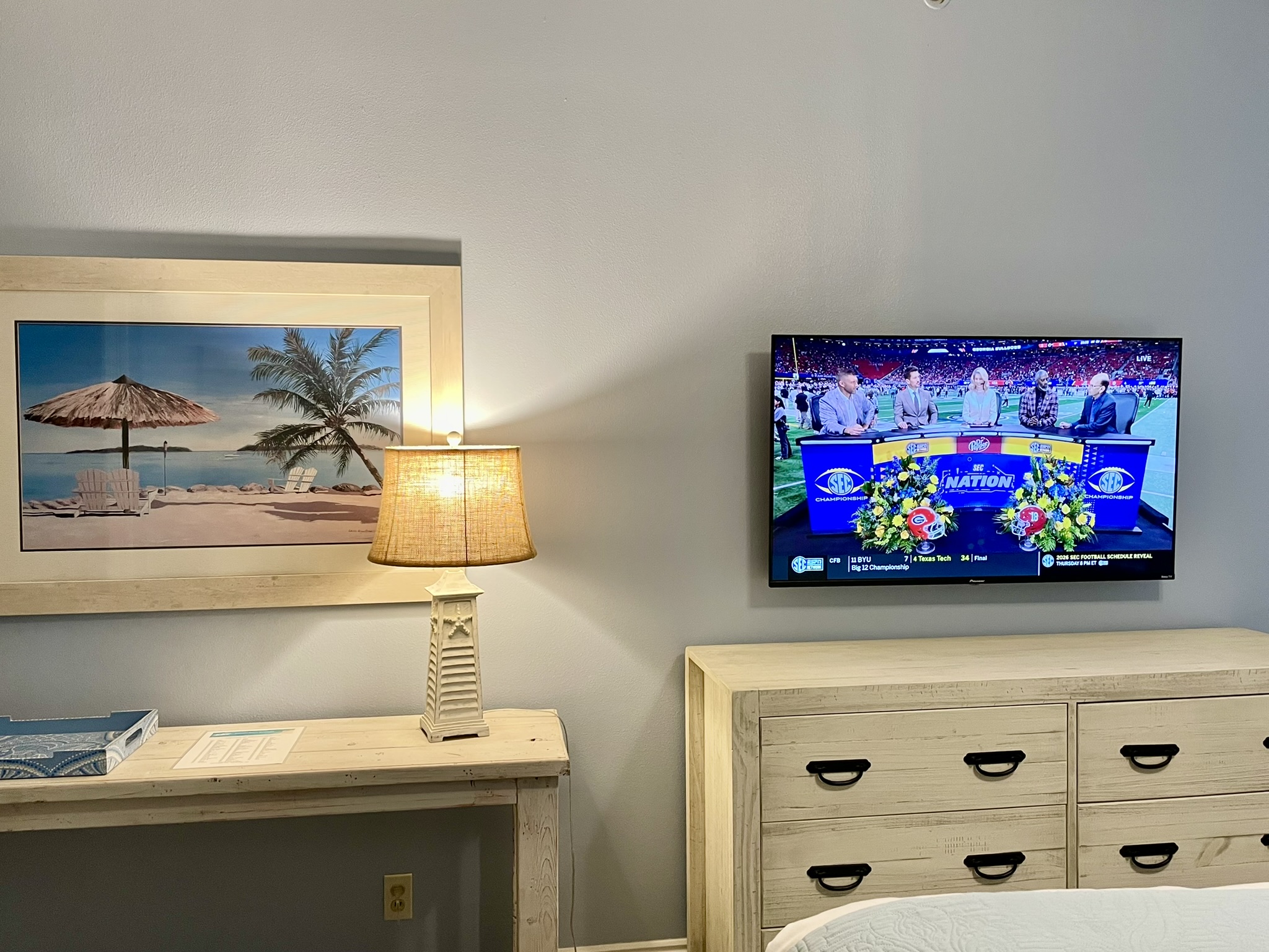 50" TV in Primary Bedroom
