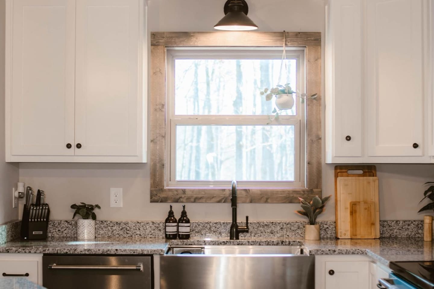 Farm house kitchen with meadow views. Watch for the family of deer!