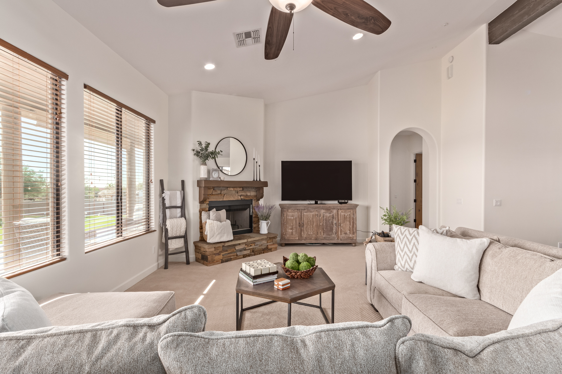 living room - large cozy couch & smart TV